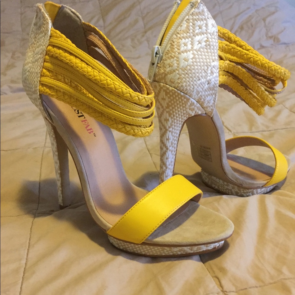 Yellow heels with back zipper